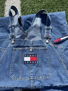 Vintage Tommy Hilfiger 90’s Vtg Rap Hip Hop Jean Denim Overalls - Picture 1 of 15