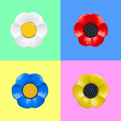 Round Flower Buttons - Daisy, Poppy, Forget Me Not & Sunflower Buttons 18mm/21mm - Image 1 of 4