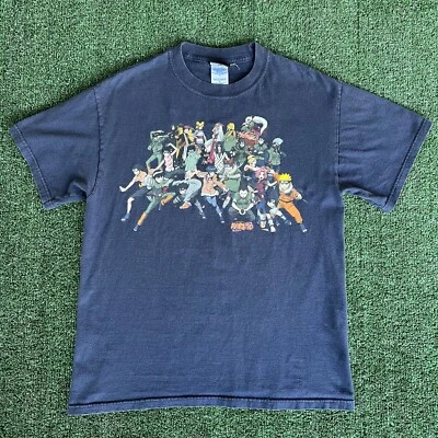 Vintage Rare Y2K 2002 Naruto Manga Anime All Characters Navy Blue T-Shirt Medium - Image 1 of 4