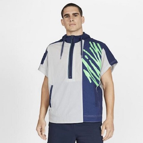 SACAI Felpa con cappuccio Nike manica corta 1 2 zip allenamento maglia CJ4627 010 corsa sport nuova XS