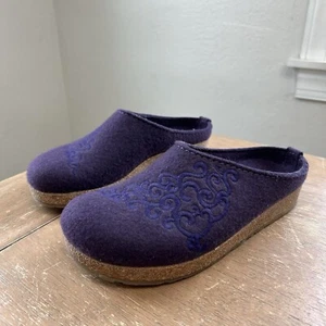 Halflinger Purple Wool Spirit Clogs Women’s EU 37 (US 6) Embroidered Design VGC - Picture 1 of 14