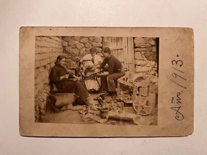 Antique PHOTOGRAPH PHOTO Mexican Women Sewing In the Yard Shoemakers 1910's - Picture 1 of 3