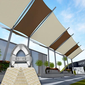 20x24' Sun Shade Sail Heavy Duty Awning Garden Yard Canopy Cover w/ Steel Wire - Picture 1 of 38