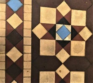 TT08 - 15cm Medium Trapezoid Verandah & Pathway Tessellated Tile c1907 - Picture 1 of 2