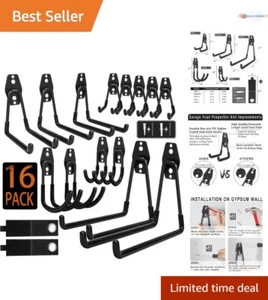 Steel Garage Storage Hooks - 16 Pack Heavy Duty Wall Mount for Tools, Bike, L... - Picture 1 of 8