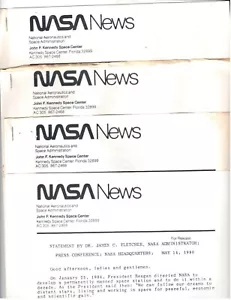 SPACE PRESS (1986) NASA Releases (4) - SPACE STATION; SPACE SHUTTLE - Picture 1 of 1