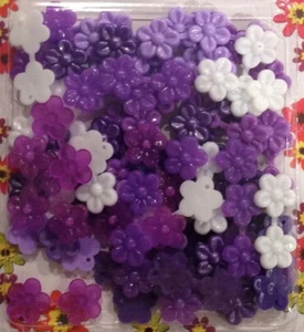 Mini Purple Mix Flower Barrettes (Snaps) for small braids, twists cornrows - Picture 1 of 1