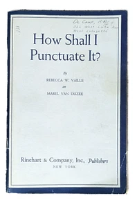 Vintage student grammar book "How shall I Punctuate It?" Vaille, Van Duzee 1937 - Picture 1 of 4