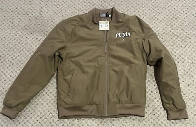 PUMA МУЖСКОЙ МАЛЕНЬКИЙ БЕЖЕВЫЙ КОРИЧНЕВЫЙ МОЛНИИ КУРТКА НОВЫЙ С ЯРЛЫКАМИ $80 РОЗНИЧНОЙ ТЕПЛЫЙ - Изображение 1 из 3