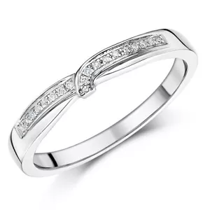 9ct White Gold Diamond Ring 2.5mm Twist Eternity Engagement Ring Natural Diamond - Picture 1 of 3