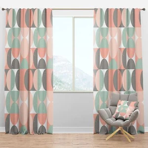 DesignQ Blackout Curtains 'Retro Pastel Circular Pattern II' Curtains for Bed... - Picture 1 of 4