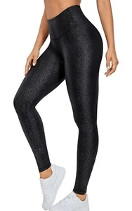 Attraco Sports Women's Sz LG High Rise Yoga Gym Running Legging Snakeskin Black - Picture 1 of 10