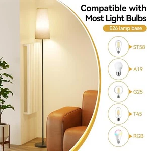 Modern Floor Lamp with LED Bulb, 3-Color Standing Lamp for Living Room & Bedroom - Picture 1 of 6