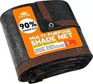 90% Shade Cloth 6'x8' Black UV-Resistant Mesh Tarp with Grommets for Greenhouse, - Picture 1 of 12