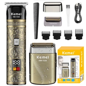 Kemei KM-1538 Hair Trimmer Clipper Rechargeable Shaving Electric Beard Shaver US - Picture 1 of 13
