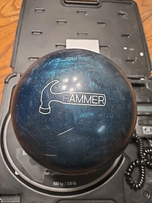 复古 Faball Hammer 蓝色珍珠保龄球 16 磅  — 第 1/4 张图片
