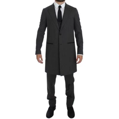 $3995 NUEVO Dolce & Gabbana 3 PIEZAS TRAJE Blazer Largo Chaqueta Chaleco Pantalones Negro Lana 58  Foto 1 de 4