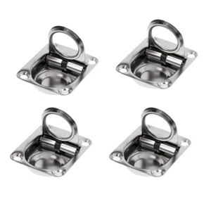 4x Silver Marine Boat Deck Hatch Flush Ring Pull - Stainless Steel 43x 36mm - Picture 1 of 7