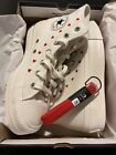 White Converse Valentines Day Crafted with Love Size 8 W SHIPPING NOW With Red
