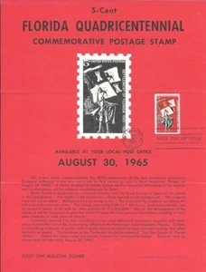 #1271 5c Florida Settlement Stamp Poster- Unofficial Souvenir Page Fd Machine Ca - Picture 1 of 1