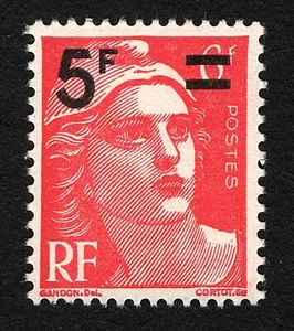 OPC 1949 France 5f on 6f Marianne Sc#610 MNH 42325 - Picture 1 of 1