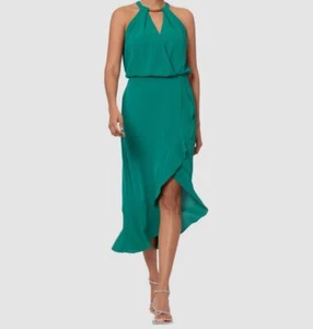Xscape Womens Green Crepe Lined A-Line Halter Neck High Low MIDI Dress Size 14 - Picture 1 of 1