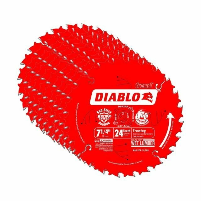 Diablo D0724A 7 1/4 inch 24 Teeth Framing Cutting Saw Blade - 10 Pack