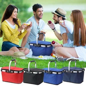 Foldable Picnic Basket Shopping Bag Market Basket Insulated Basket Picnic Box AU - Picture 1 of 25