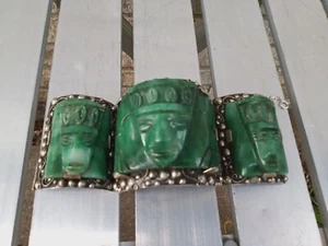 Brazalete masivo de plata esterlina mexicana temprana "The Best" máscara de brazalete de 3 partes 9 oz - Imagen 1 de 10