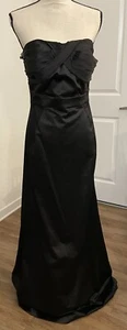 NWT BCBGENERATION BLACK SATIN DRAPED TOP FISHTAIL BACK COCKTAIL DRESS GOWN Sz 10 - Picture 1 of 7