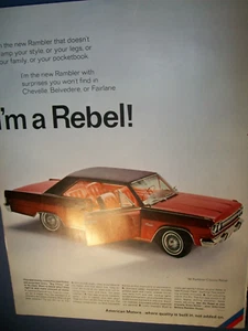1966 AMC Rambler Classic Rebel large-mag car ad -"I'm a Rebel!" - Picture 1 of 1