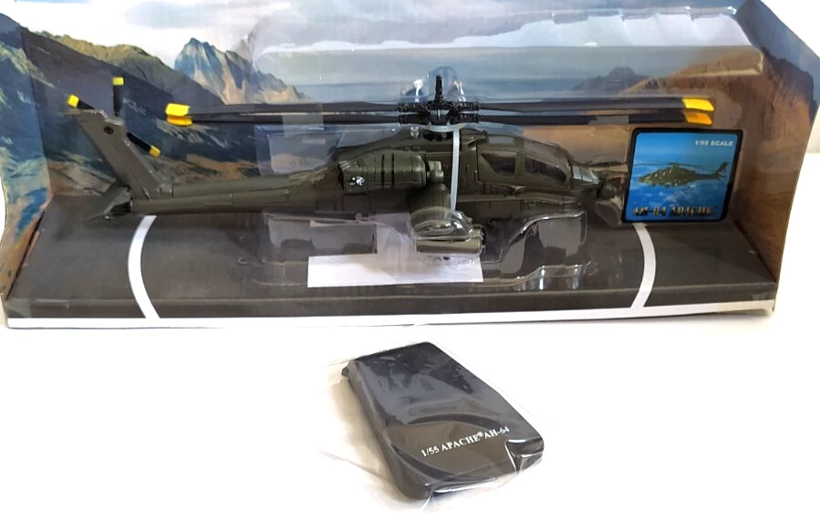 NEW RAY 1:55 DIE CAST  ELICOTTERO APACHE AH-64 SUPPORTO INCLUSO    ART 25523 - Immagine 1 di 3