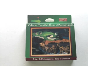 Hoyle Collector Tin 1998 e 2 mazzi di carte da gioco campi da golf nuovi in confezione - Foto 1 di 4
