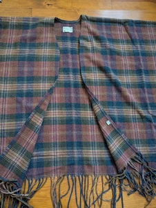 De colección Pendleton Lana Virgen Cuadros Capa Mantón Flecos Envoltura Hecho en EE. UU. Años 80 - Imagen 1 de 14