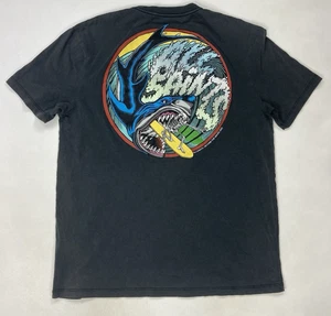 Allsaints Attack Shark Surfing Graphic T-Shirt Herren Small Oversized Schwarz - Bild 1 von 9
