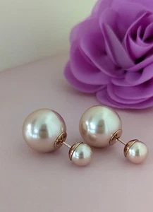 Dior Tribales Gold-Pink Resin Pearls Earrings - Pre-owned * Excellent Condition - Picture 1 of 7