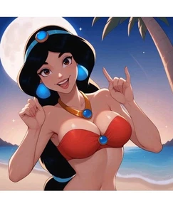 ACEO Fan Art Card 2.5x3.5 Glossy Waifu Beauty Limit Ed Jasmine Princess Bikini - Picture 1 of 1