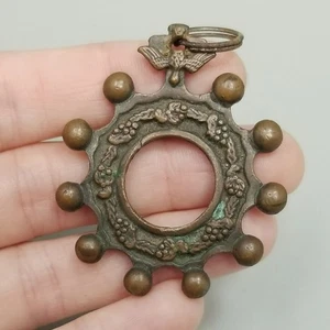 Vintage Rosenkranz Gebetsring Finger Taschenformat Taubenkreuz braun bronzefarben - Bild 1 von 8