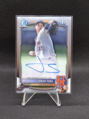 JONAH TONG 2025 BOWMAN CHROME 1ST AUTOGRAPH NEW YORK METS AUTO Q2885 - Image 1 of 2