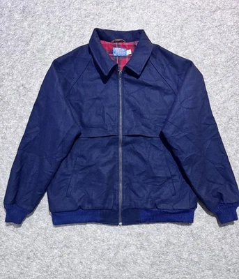 Pendleton Plaid Pure Virgin Wool Bomber Style Jacket Men's Large Made In USA - Image 1 of 4