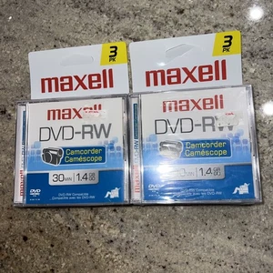 Videocámara Maxell DVD-RW disco en blanco - 30 min (1,4 GB) - paquete de 3 - nueva sellada X 2 - Imagen 1 de 4