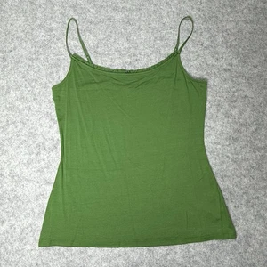 The Limited Size Large Stretchy Green Ruffle Trim Y2K Rayon Cami Tank Top NEW - Picture 1 of 7