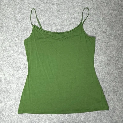 Camiseta sin mangas The Limited Size grande elástica verde con volantes Y2K Rayón Cami NUEVA Foto 1 de 4