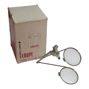 Antique Bausch and Lomb 3X 5X Double Loupe Vtg Magnifying Glasses Clip On - Picture 1 of 8