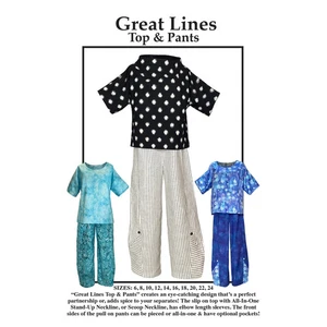GREAT LINES Pant & Top Sewing Pattern Women Size 6 to 24 by CNT Pattern Co - Picture 1 of 2