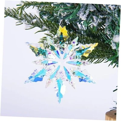 Adornos de Navidad 2025 adorno de copo de nieve de cristal para 1 pieza copo de nieve colorido Foto 1 de 4