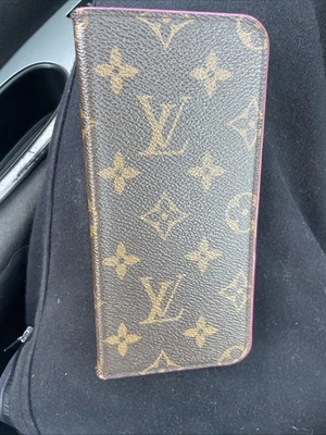 Funda para teléfono Louis Vuitton iPhone 7/8 folio monograma rosa M61906 USADA CON RECIBO Foto 1 de 3