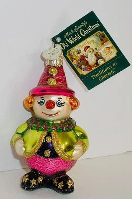 Payaso de carnaval 2003 - Navidad del viejo mundo - adorno de vidrio soplado nuevo con etiqueta 24034 Foto 1 de 2