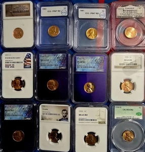💥Lot 12 Slabbed US Pennies PCGS ICG CAC NGC Graded . Random Dates And Grades!🔥 - Picture 1 of 5