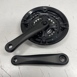 π NEW BICYCLE BIKE PART - Crank Arm Set Black Brushed 155mm 24T 34T 42T - Picture 1 of 3